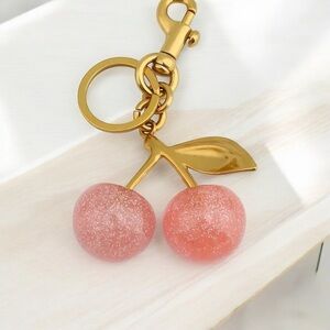 Keychain-  Pink cherries keychain Brand New unbranded Acrylic sparkly
